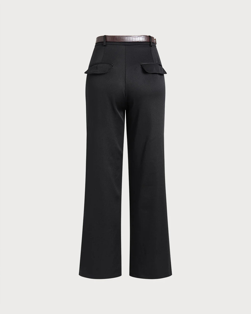Black Straight Belted Pants